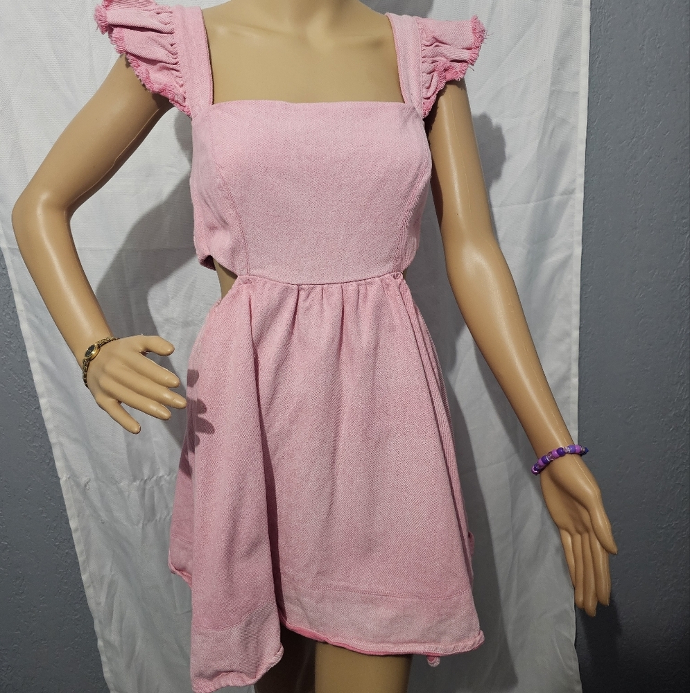 Pink Ruffle Sleeve Dress